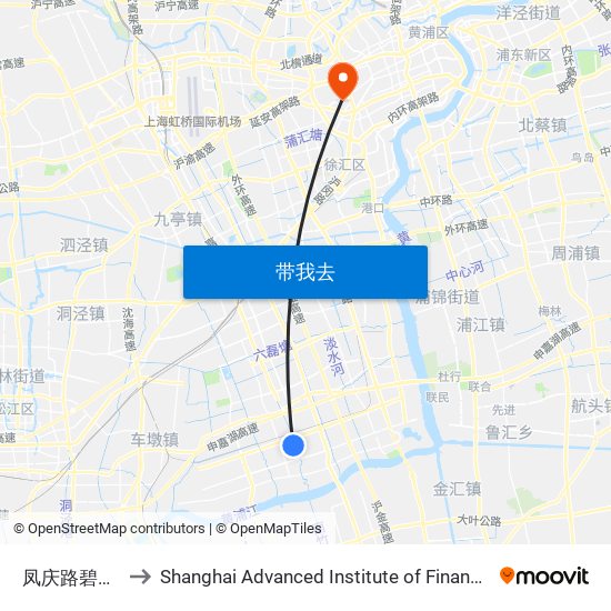 凤庆路碧江路 to Shanghai Advanced Institute of Finance, SJTU map