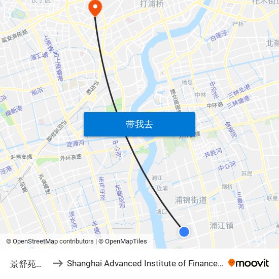 景舒苑六村 to Shanghai Advanced Institute of Finance, SJTU map