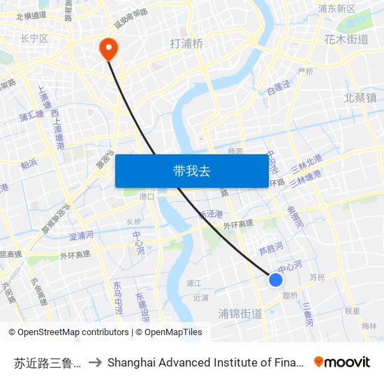 苏近路三鲁公路 to Shanghai Advanced Institute of Finance, SJTU map