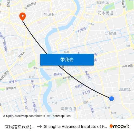 立民路立跃路(招呼站) to Shanghai Advanced Institute of Finance, SJTU map