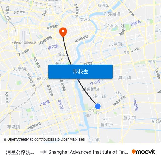 浦星公路沈杜公路 to Shanghai Advanced Institute of Finance, SJTU map