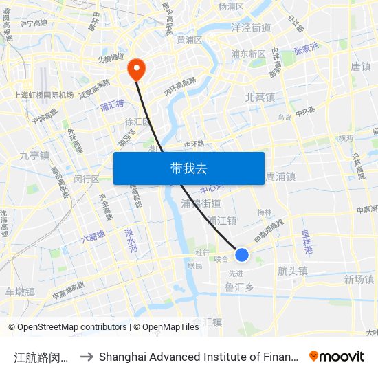 江航路闵瑞路 to Shanghai Advanced Institute of Finance, SJTU map