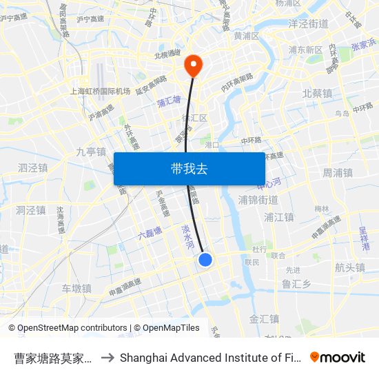 曹家塘路莫家石桥路 to Shanghai Advanced Institute of Finance, SJTU map