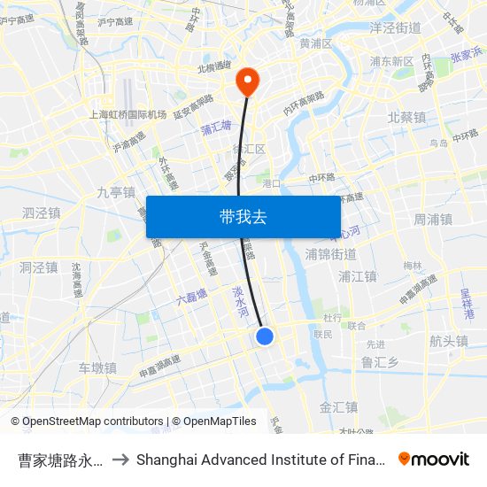 曹家塘路永德路 to Shanghai Advanced Institute of Finance, SJTU map