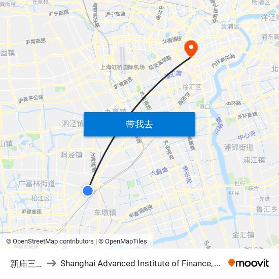 新庙三路 to Shanghai Advanced Institute of Finance, SJTU map