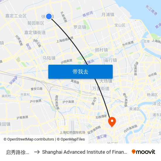 启秀路徐曹路 to Shanghai Advanced Institute of Finance, SJTU map