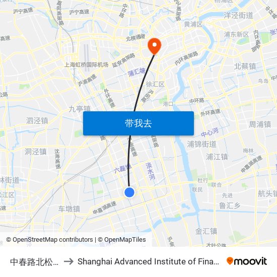 中春路北松公路 to Shanghai Advanced Institute of Finance, SJTU map