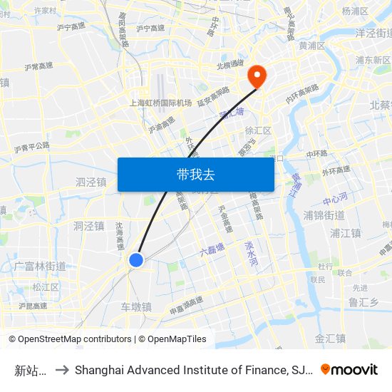 新站路 to Shanghai Advanced Institute of Finance, SJTU map