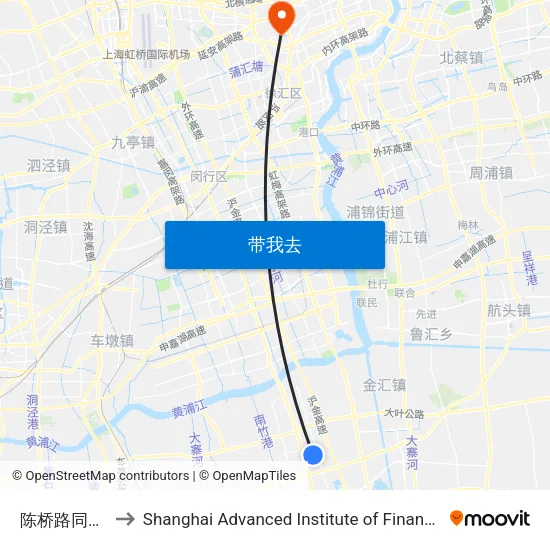 陈桥路同谊路 to Shanghai Advanced Institute of Finance, SJTU map