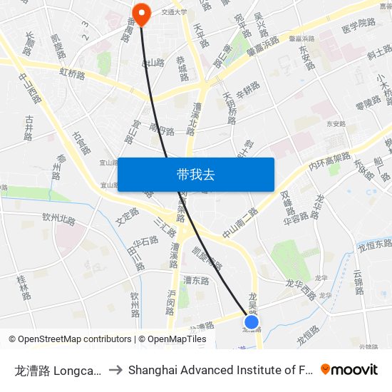 龙漕路 Longcao Road to Shanghai Advanced Institute of Finance, SJTU map