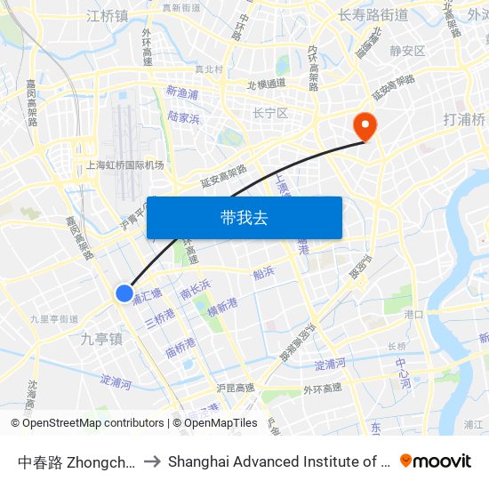 中春路 Zhongchun Road to Shanghai Advanced Institute of Finance, SJTU map