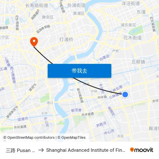 三路 Pusan Road to Shanghai Advanced Institute of Finance, SJTU map