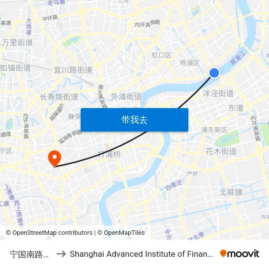 宁国南路渡口 to Shanghai Advanced Institute of Finance, SJTU map