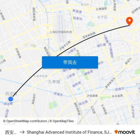 西安路 to Shanghai Advanced Institute of Finance, SJTU map