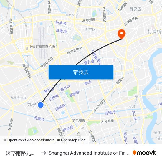 涞亭南路九亭大街 to Shanghai Advanced Institute of Finance, SJTU map