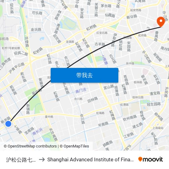 沪松公路七莘路 to Shanghai Advanced Institute of Finance, SJTU map