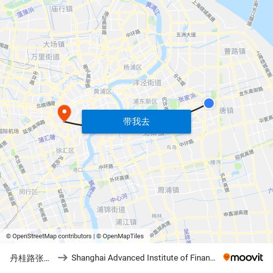 丹桂路张东路 to Shanghai Advanced Institute of Finance, SJTU map