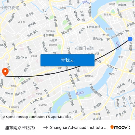 浦东南路潍坊路(第一八佰伴) to Shanghai Advanced Institute of Finance, SJTU map