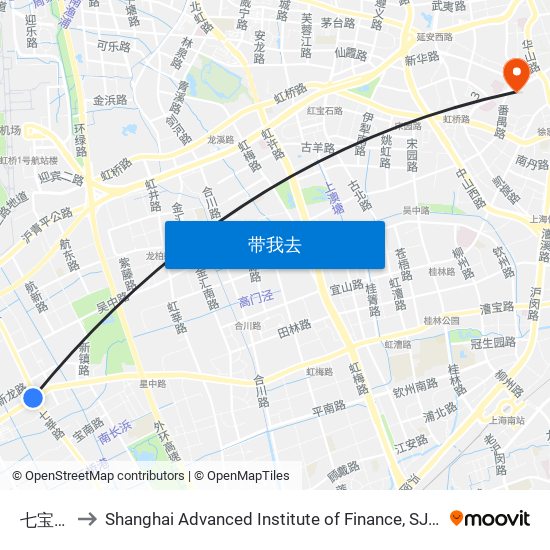七宝镇 to Shanghai Advanced Institute of Finance, SJTU map