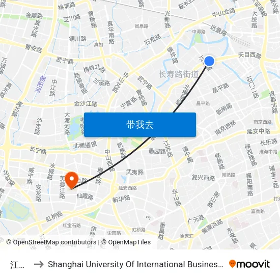江宁路 to Shanghai University Of International Business And Economic map