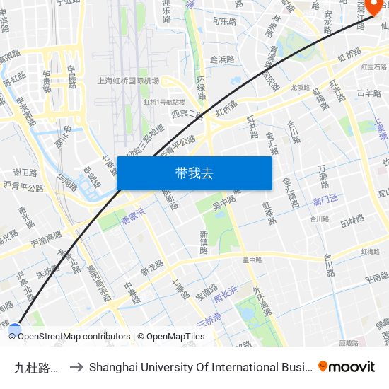 九杜路越联路 to Shanghai University Of International Business And Economic map