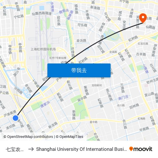 七宝农贸市场 to Shanghai University Of International Business And Economic map