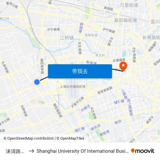 涞清路龙联路 to Shanghai University Of International Business And Economic map