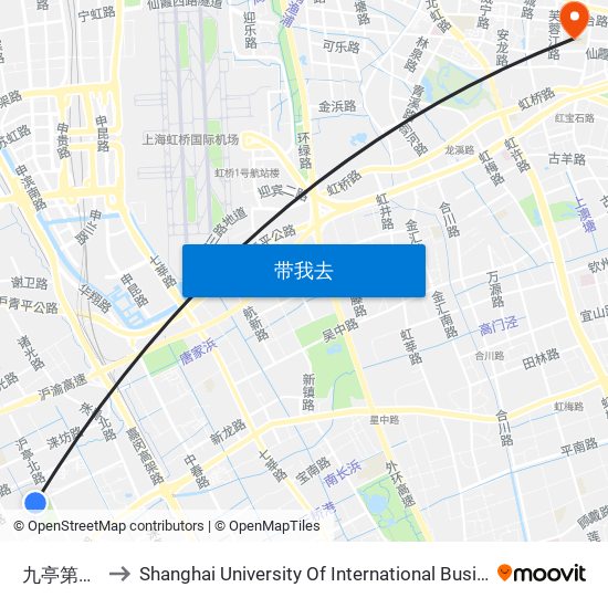九亭第四小学 to Shanghai University Of International Business And Economic map