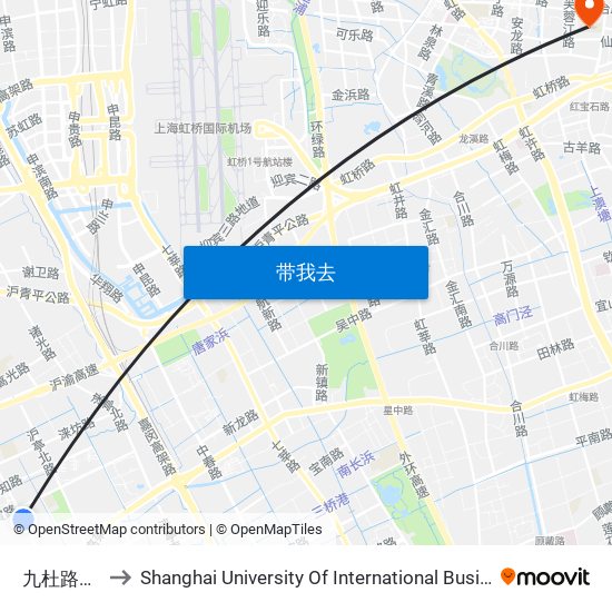 九杜路越联路 to Shanghai University Of International Business And Economic map