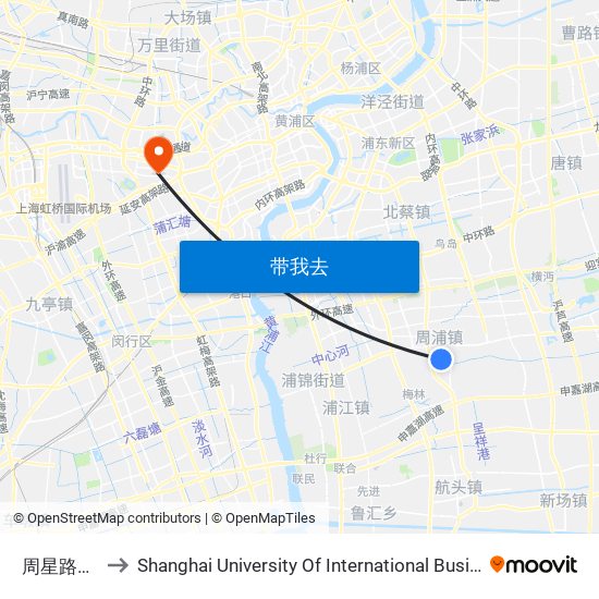 周星路横桥路 to Shanghai University Of International Business And Economic map