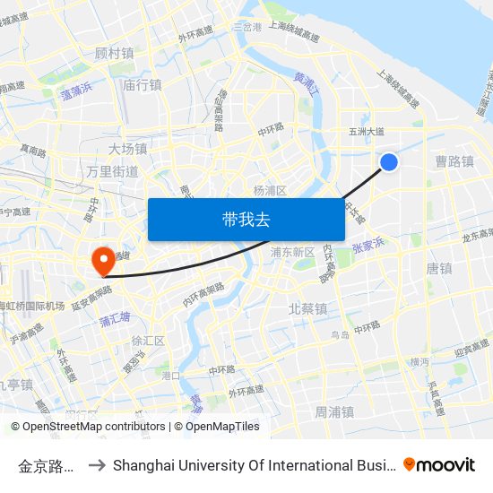 金京路源华路 to Shanghai University Of International Business And Economic map