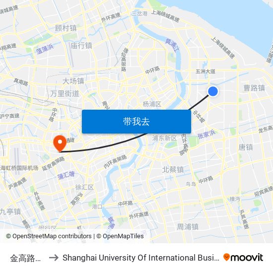 金高路巨峰路 to Shanghai University Of International Business And Economic map