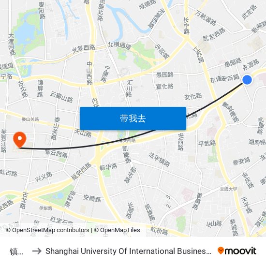 镇宁路 to Shanghai University Of International Business And Economic map