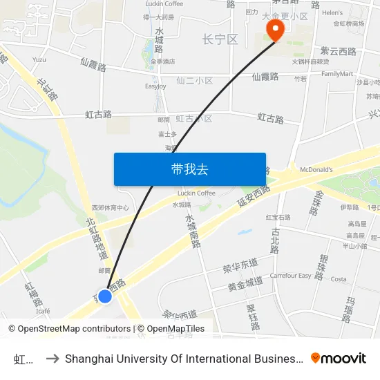 虹许路 to Shanghai University Of International Business And Economic map
