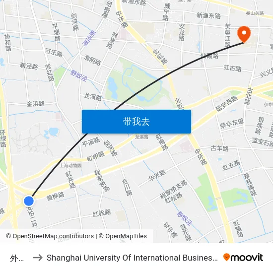 外环路 to Shanghai University Of International Business And Economic map