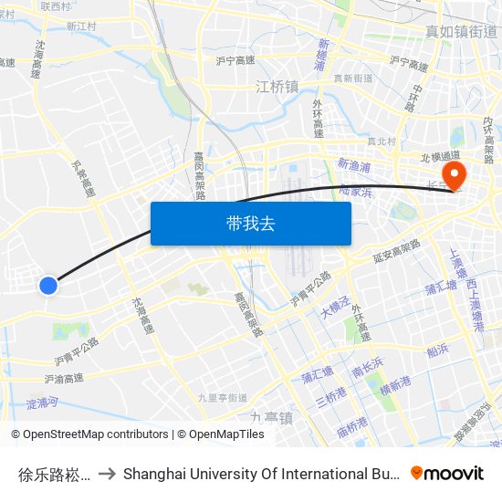 徐乐路崧泽大道 to Shanghai University Of International Business And Economic map