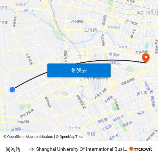 尚鸿路乐高路 to Shanghai University Of International Business And Economic map