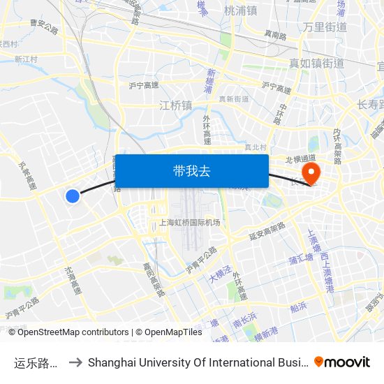 运乐路金辉路 to Shanghai University Of International Business And Economic map