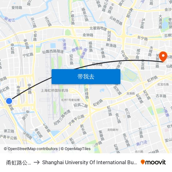 甬虹路公交枢纽 to Shanghai University Of International Business And Economic map