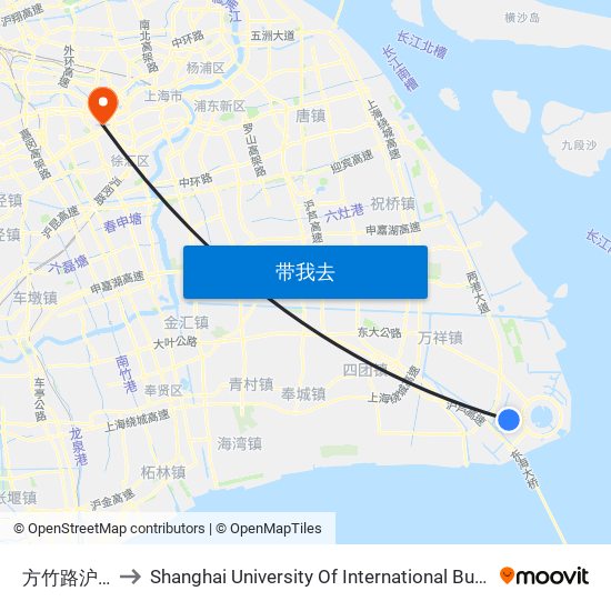 方竹路沪城环路 to Shanghai University Of International Business And Economic map