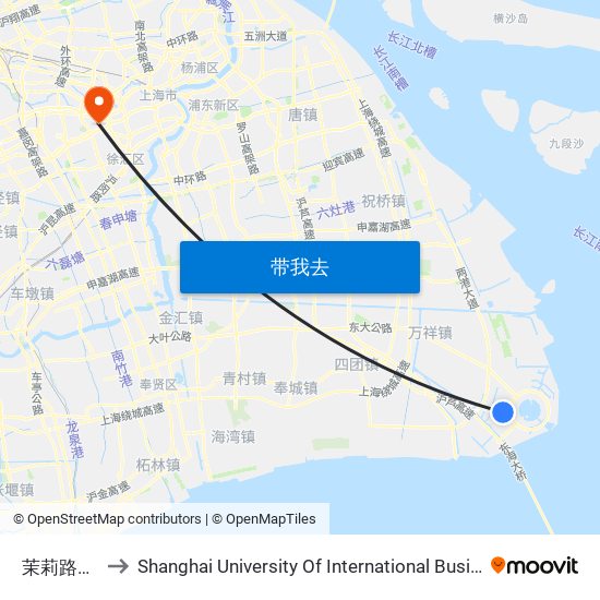 茉莉路方竹路 to Shanghai University Of International Business And Economic map