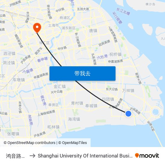 鸿音路云瑞路 to Shanghai University Of International Business And Economic map