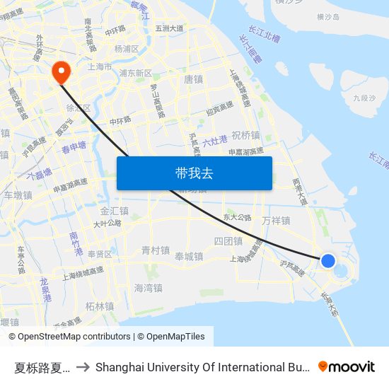 夏栎路夏涟河桥 to Shanghai University Of International Business And Economic map