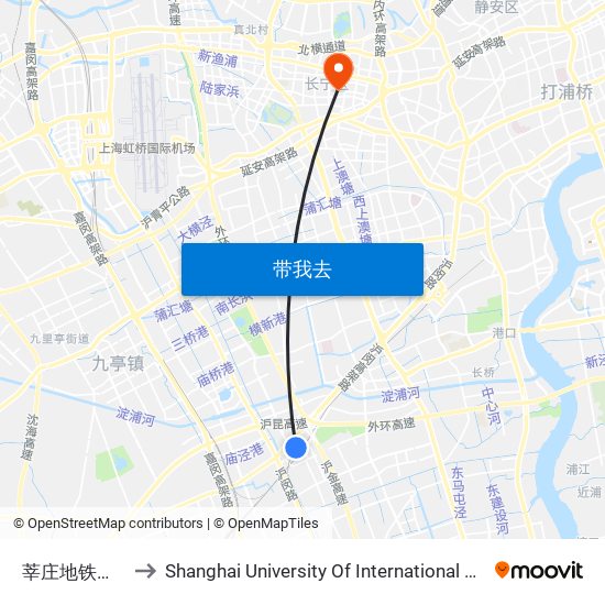 莘庄地铁站(北广场) to Shanghai University Of International Business And Economic map