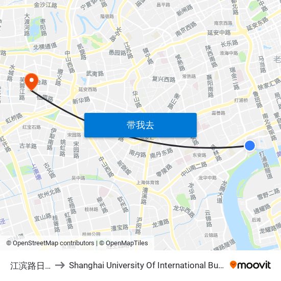 江滨路日晖东路 to Shanghai University Of International Business And Economic map