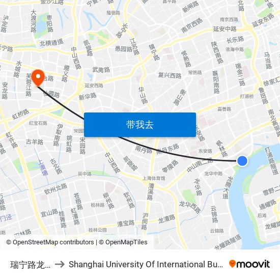 瑞宁路龙腾大道 to Shanghai University Of International Business And Economic map