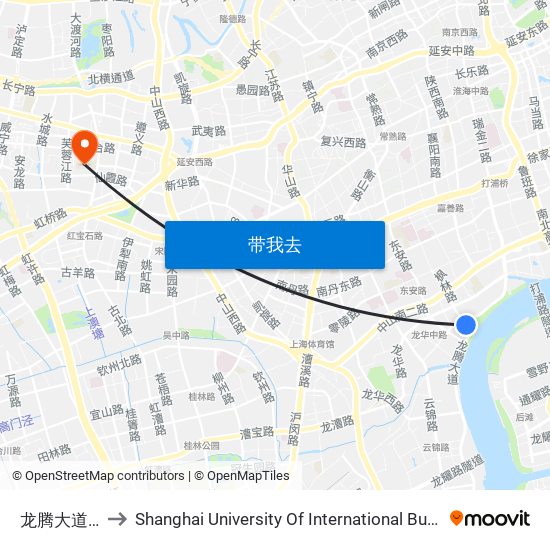 龙腾大道瑞宁路 to Shanghai University Of International Business And Economic map