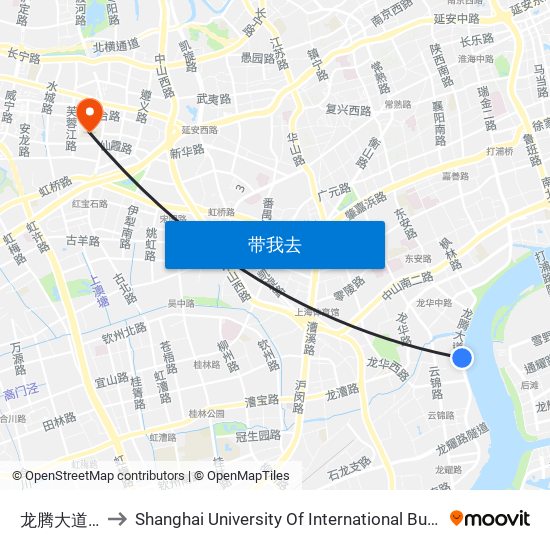 龙腾大道丰谷路 to Shanghai University Of International Business And Economic map