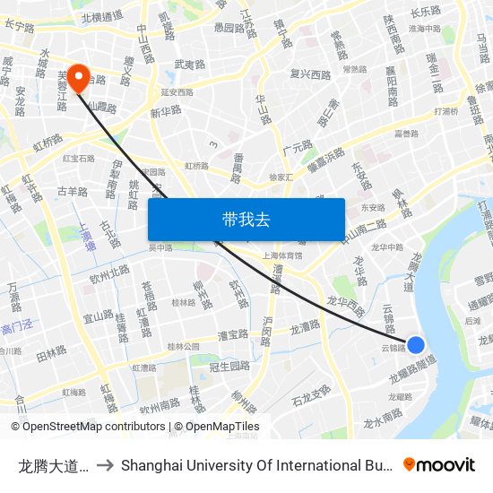 龙腾大道龙兰路 to Shanghai University Of International Business And Economic map