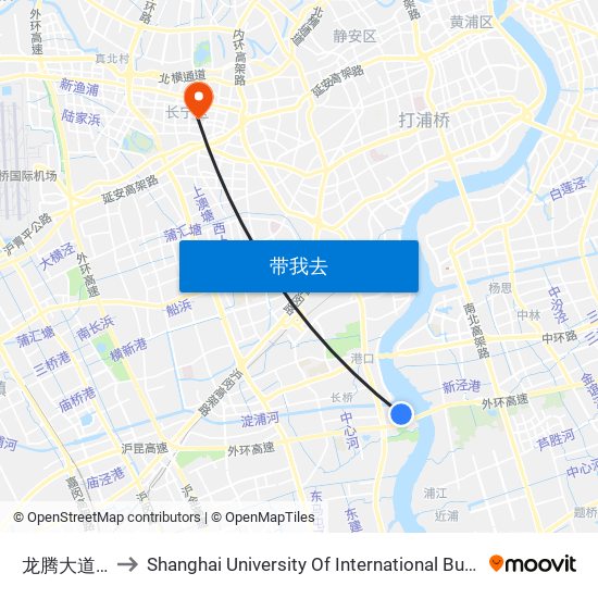 龙腾大道徐梅路 to Shanghai University Of International Business And Economic map
